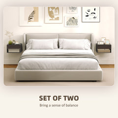 HOMCOM Floating Bedside Tables Set of 2, Wall Mounted Nightstand, High Gloss Black