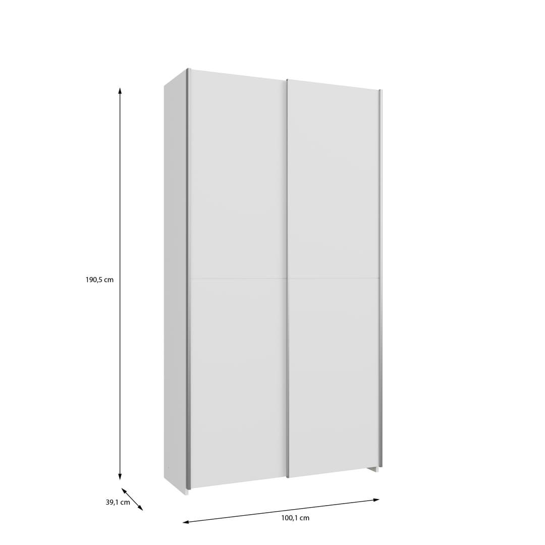 Hofsa Sliding Door Wardrobe 100cm in White, image 7