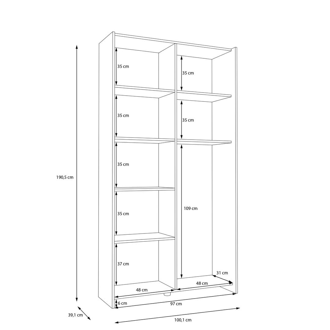 Hofsa Sliding Door Wardrobe 100cm in White, image 10