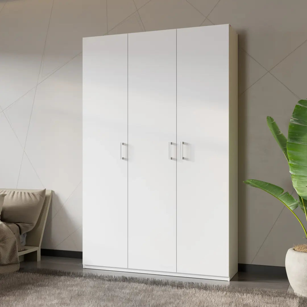 Hofsa Hinged Door Wardrobe 133cm in White, image 11