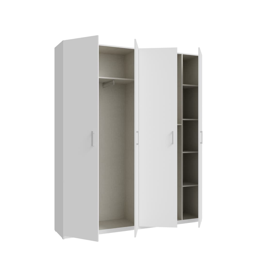 Hofsa Hinged Door Wardrobe 178cm in White, image 5