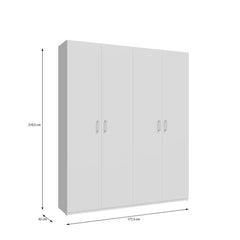 Hofsa Hinged Door Wardrobe 178cm in White, image 9