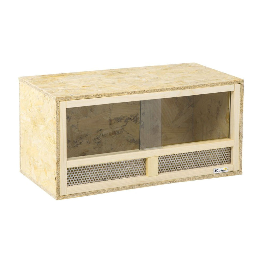 PawHut Reptile Terrarium Vivarium Habitat w/ Transparent Sliding Doors, Breathable Mesh, for Lizards, Horned Frogs, Snakes