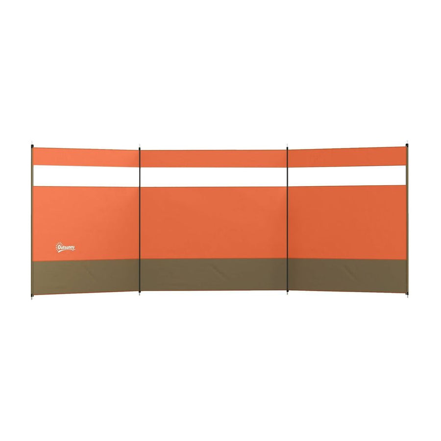 Outsunny Camping Windbreaker with Clear Windows and Steel Poles, for Beach Caravan Campervan, 440 x 140cm, Orange