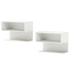 Modern Floating Nightstand with Storage Shelves for Living Room and Bed Room-White