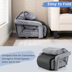 Folding Sofa Bed with 6 Adjustable Positions and 8-Angle Footrest-Grey