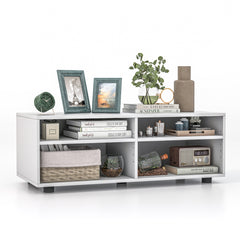 Home TV Stand with 5 Positions Adjustable Shelves for TV up to 4 Cubbies-White