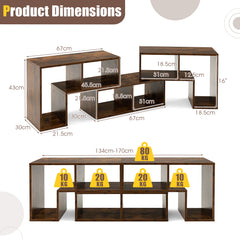 3 Pieces Convertible TV Stand for TVs up to 65 Inches-Rustic Brown