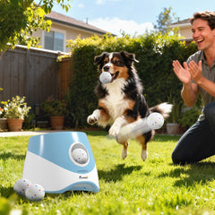 PawHut Automatic Dog Ball Launcher with 5 ETPU Balls 5.8 cm, 3 Distance Settings 6/10/14 m, Blue