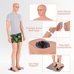 184cm Male Mannequin Full Body Manikin with Metal Base