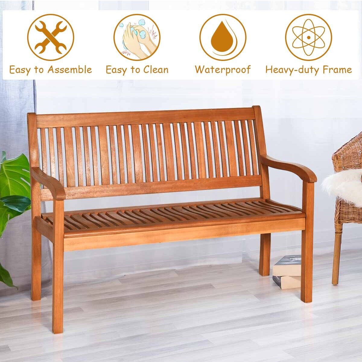 2 Seater Garden Bench for Balcony Patio Backyard and Poolside