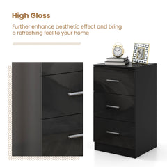 3-Drawer Wooden Dresser Cabinet with Anti-Toppling Device-Black
