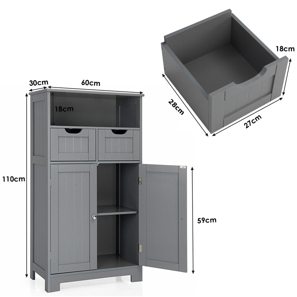 Floor Standing Utility Cabinet with Adjustable Drawers in Grey