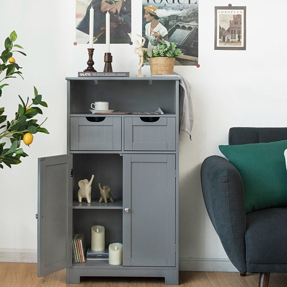 Floor Standing Utility Cabinet with Adjustable Drawers in Grey