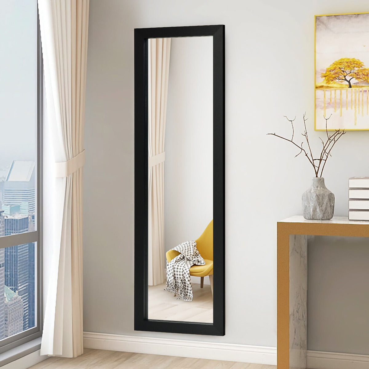 Full Body Mirror Wall Mounted Dressing Mirror for Bedroom-Black