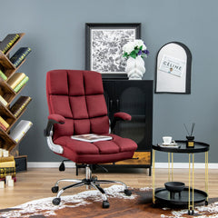 The office chair placed in a stylish home study room with a desk and patterned rug