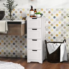 Floor Storage Cabinet Freestanding Bathroom Cabinet with 4 Drawers-White
