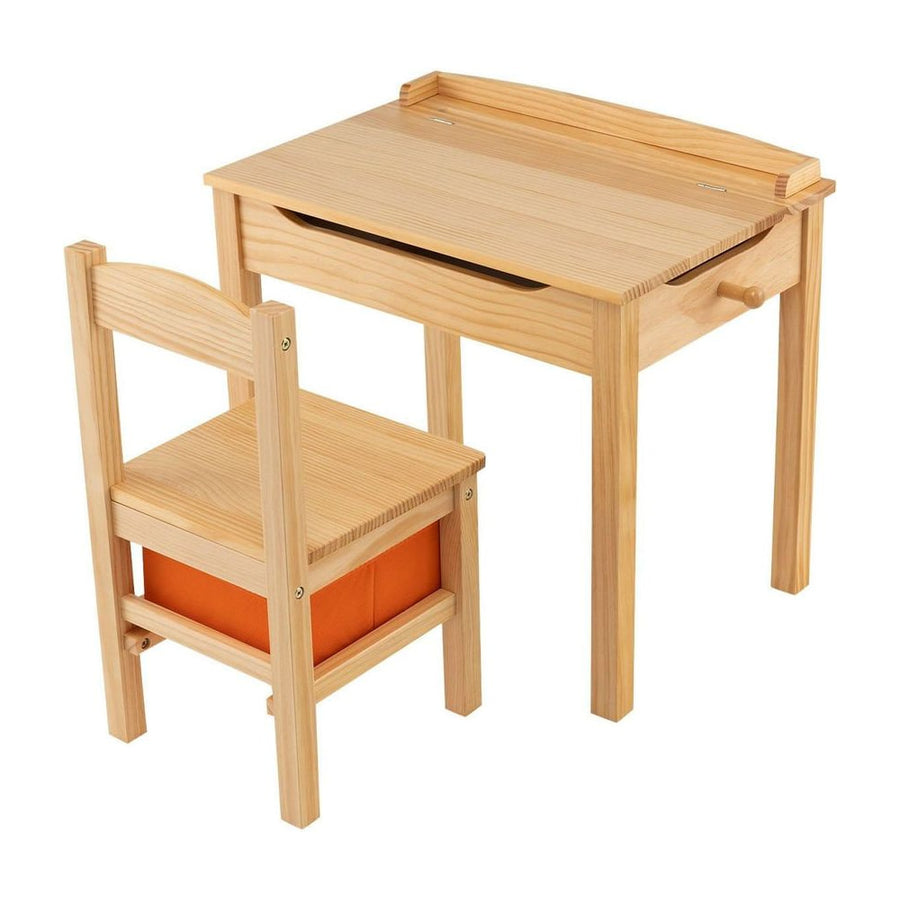 Kids Table and Chair Set with Hidden Space and Hook-Natural