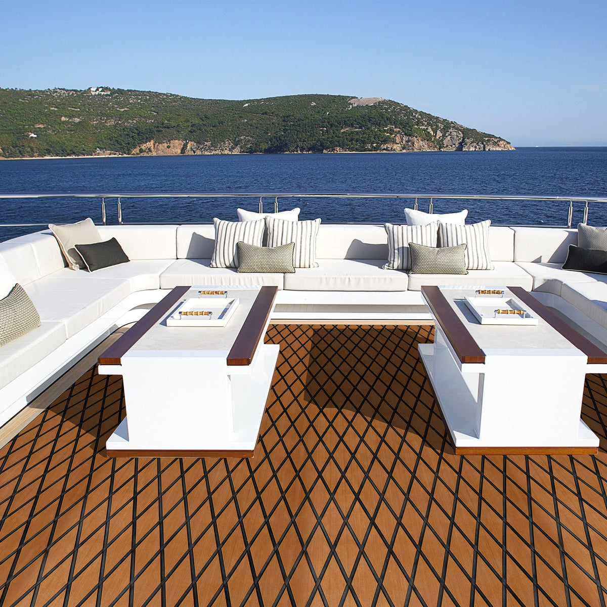 Non-Slip Waterproof Boat Decking Sheet with Self-Adhesive Backing-Brown