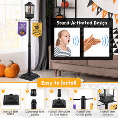 156 CM Halloween Lamp Post Sound-Activated Halloween Street Lamp-Black