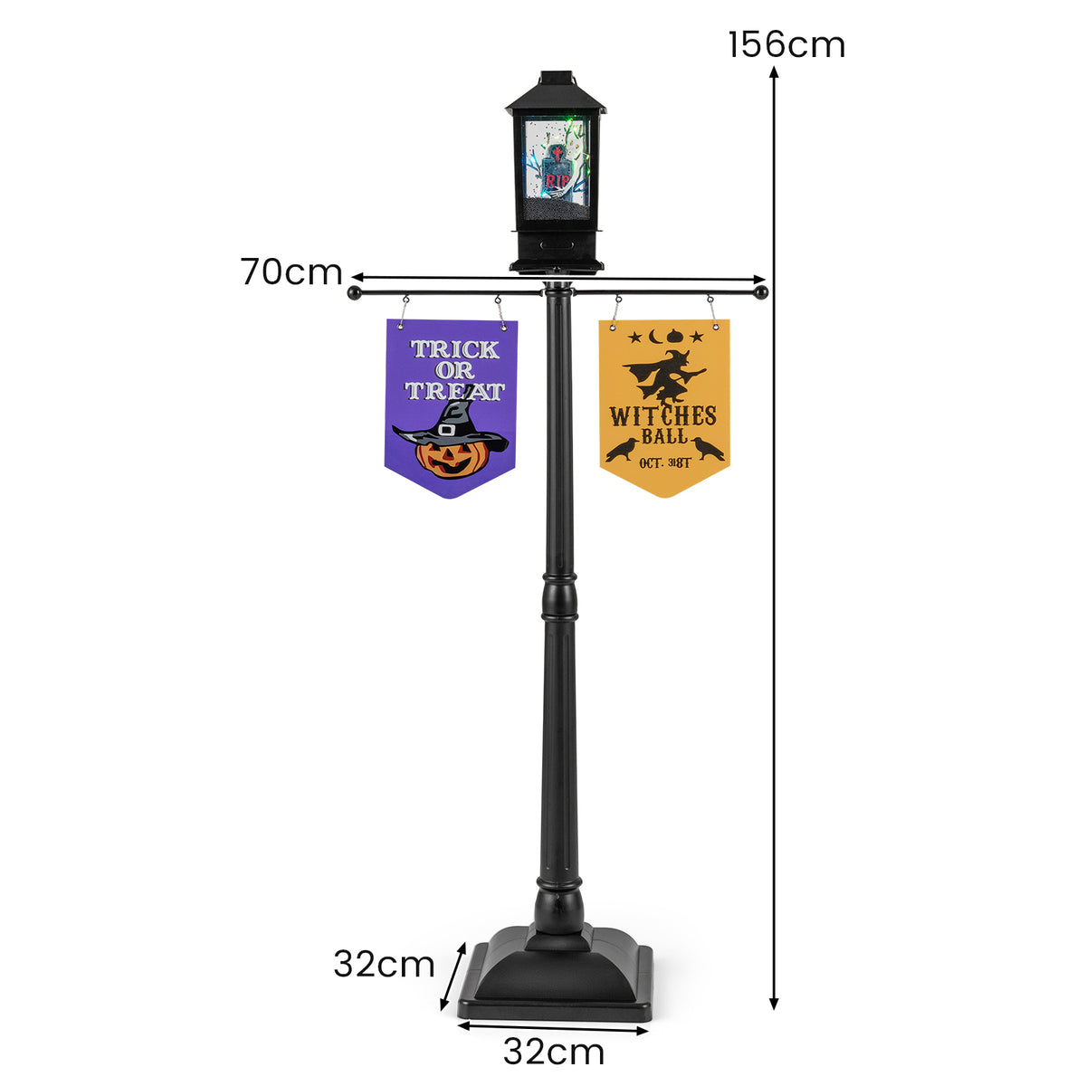 156 CM Halloween Lamp Post Sound-Activated Halloween Street Lamp-Black