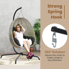 Heavy Duty Metal Hammock C-Stand with Spring Hook and 360° Rotation