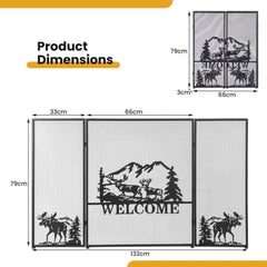 Heavy Duty Metal Firewood Holder and Spark Guard for Indoor Outdoor Fireplace