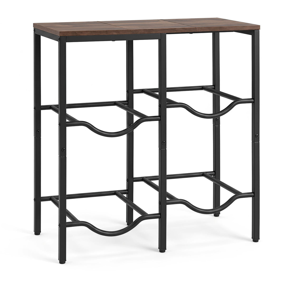 Heavy Duty Metal Frame Water Jug Shelf with Adjustable Foot Pads-Rustic Brown