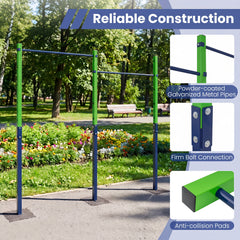 Heavy Duty Metal Pull Up Bar Station with 5 Adjustable Heights-Blue