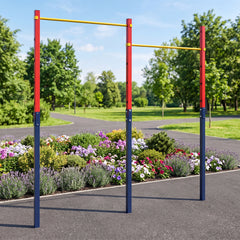 Heavy Duty Metal Pull Up Bar Station with 5 Adjustable Heights-Red