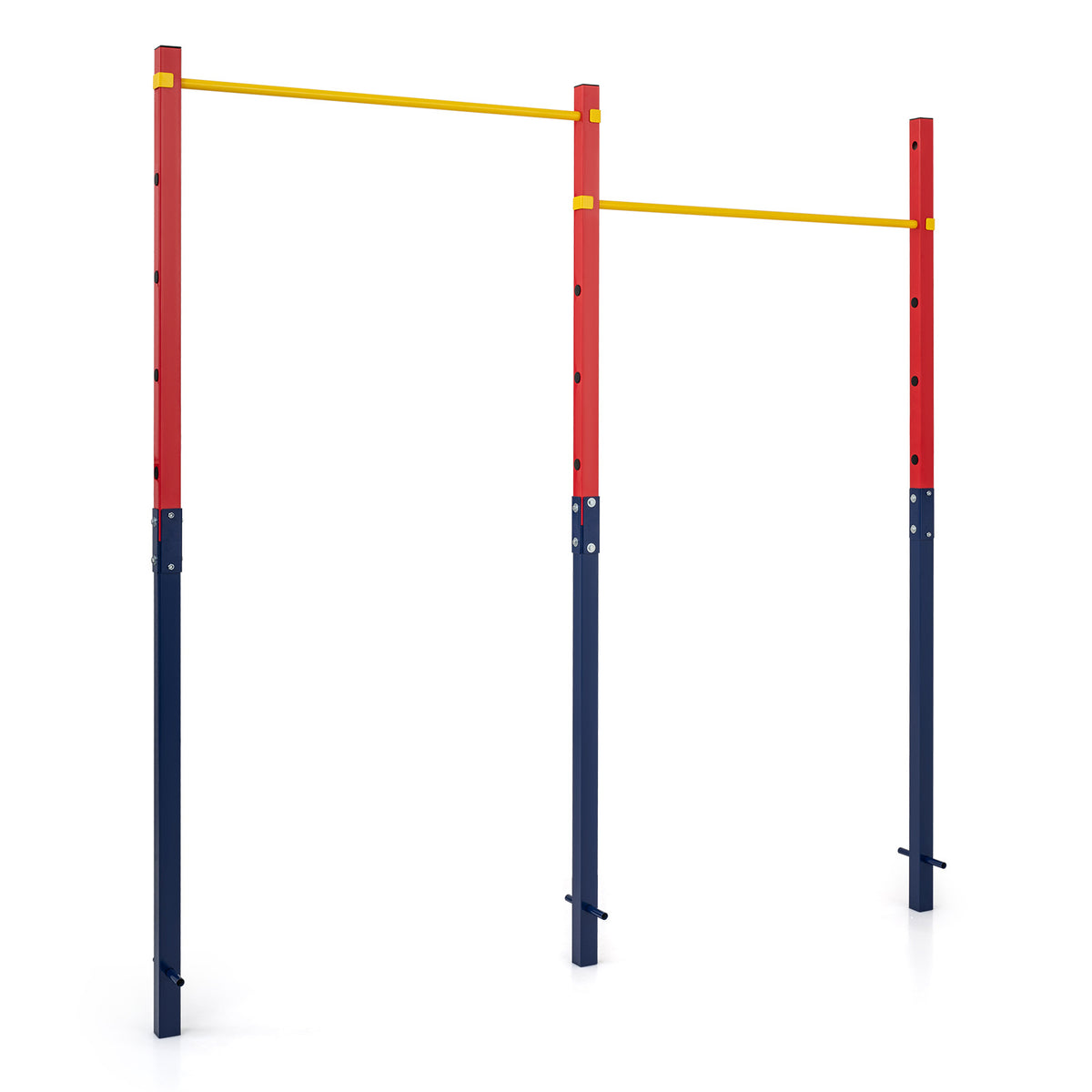 Heavy Duty Metal Pull Up Bar Station with 5 Adjustable Heights-Red