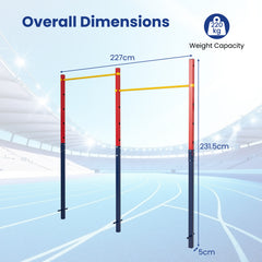 Heavy Duty Metal Pull Up Bar Station with 5 Adjustable Heights-Red