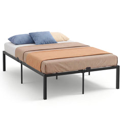 Heavy-Duty Platform Bed with Mattress Slide Stoppers and Under-bed Storage-Black
