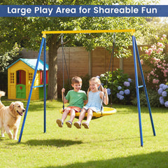 Heavy Duty Steel Swing Frame 1.8M Large A-Frame Swing Stand with Ground Stakes-Yellow