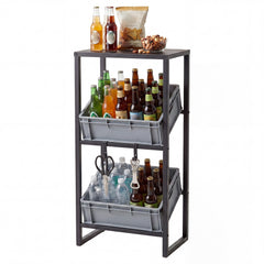 Heavy-duty Metal Storage Rack with Shelf for Beer-Black