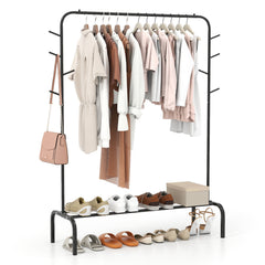 Heavy Duty Clothes Rack Freestanding Metal Garment Wardrobe Rack-Black