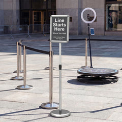 Height Adjustable Sign Holder Stand with Snap-Open Frame-Silver