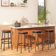 360° Swivel Bar Stools Set of 2 Height Adjustable Kitchen Stools for Kitchen Island-Brown