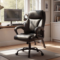 High Back Office Chair with Metal Base and Rocking Backrest