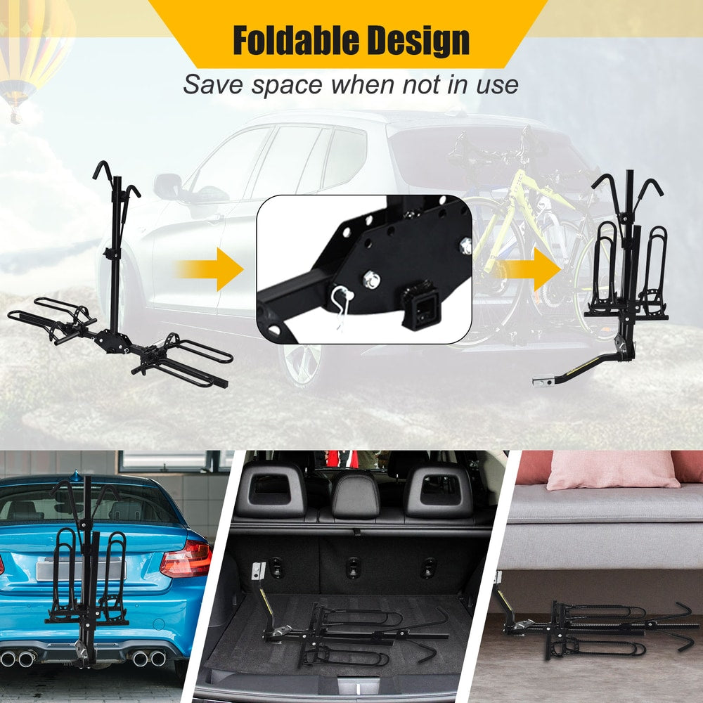 The garage rack shown in different folded positions for storage and transport