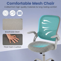 Home Office Chair Ergonomic Breathable Mesh Chair with Flip Up Armrests and Back Storage Space-Grey