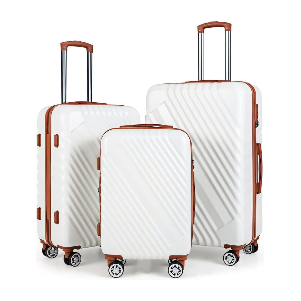 Large/Medium/Small Carry on Suitcase Sets with premium wheels and TSA approved lock in white