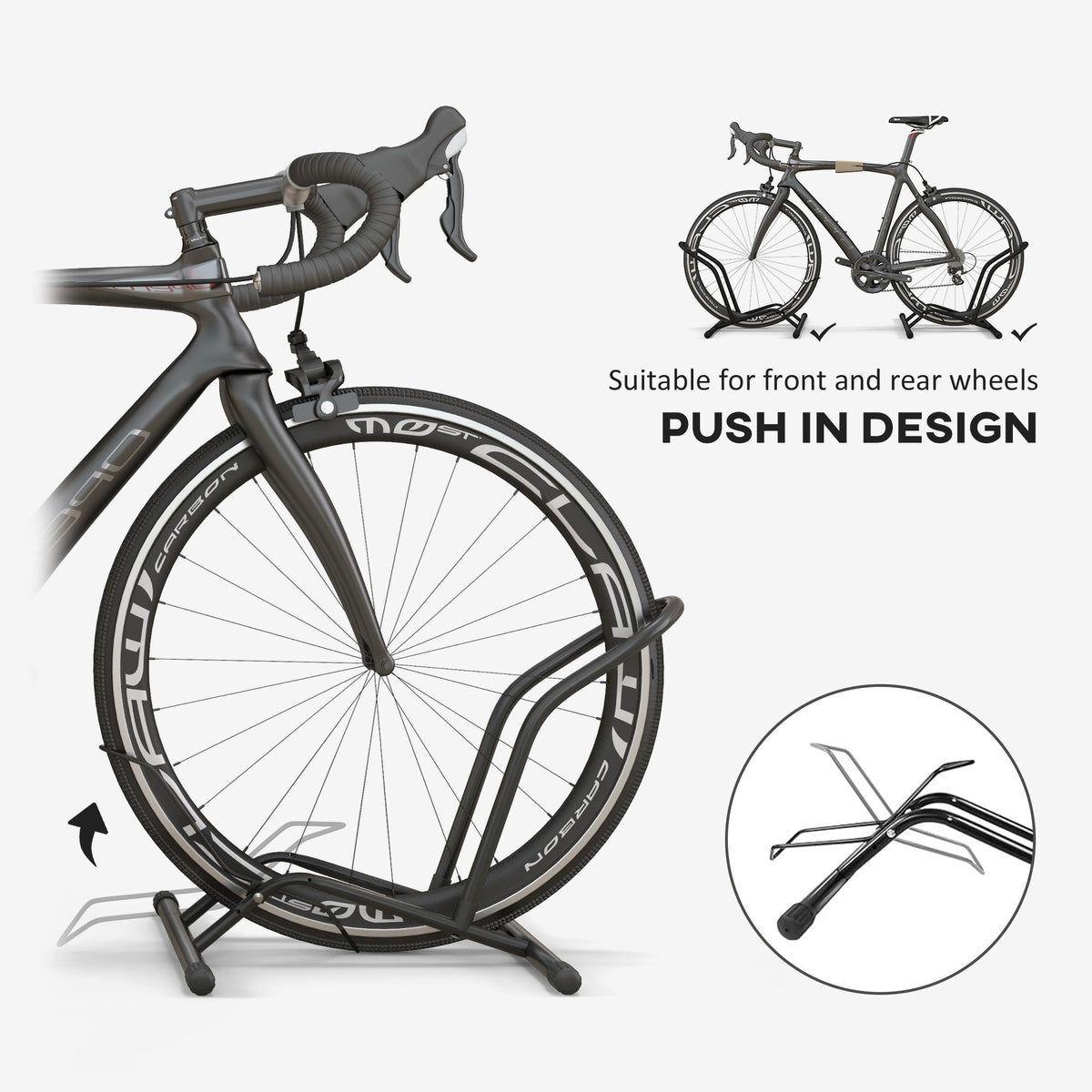 SPORTNOW Portable Bike Floor Stand, Freestanding Bike Rack for 16"-29" Kid's/Mountain/Road Bikes Home Garages Use - product
