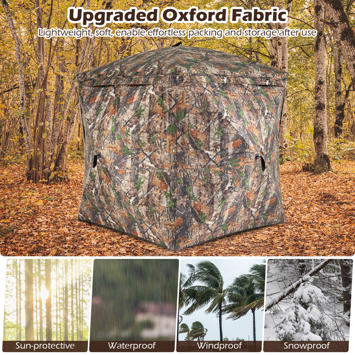 Hunting Blind for 2-3 Person 270° See-through Pop-Up Ground Blind