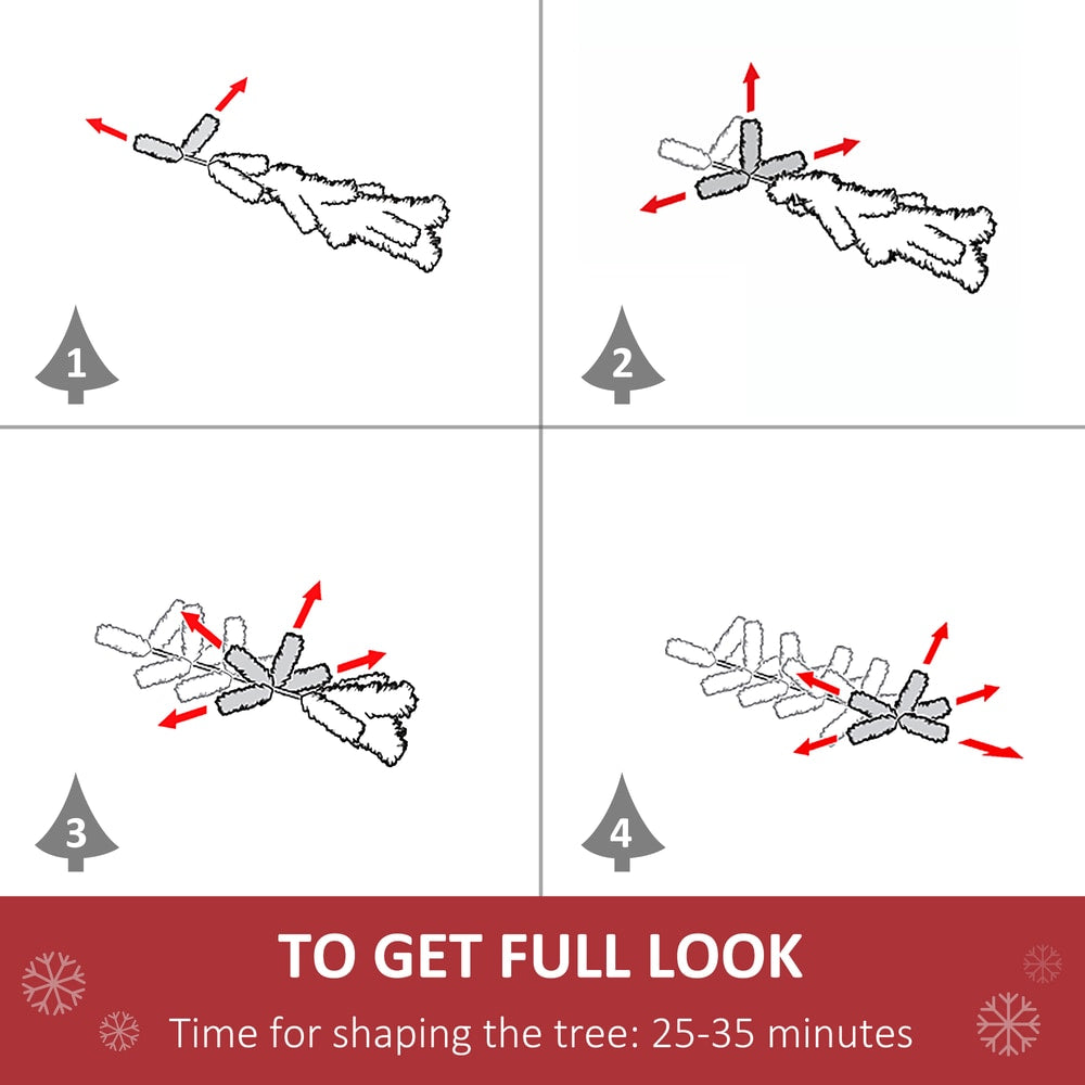 Diagram showing how to shape the artificial Christmas tree for a full look