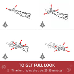Diagram showing how to shape the artificial Christmas tree for a full look