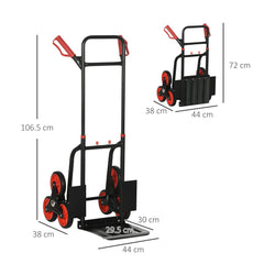 DURHAND Steel Folding Hand Truck, Heavy Duty Foldable Trolley on Wheels, Multi-Purpose Sack Truck Moving Trolley, 120kg, Red