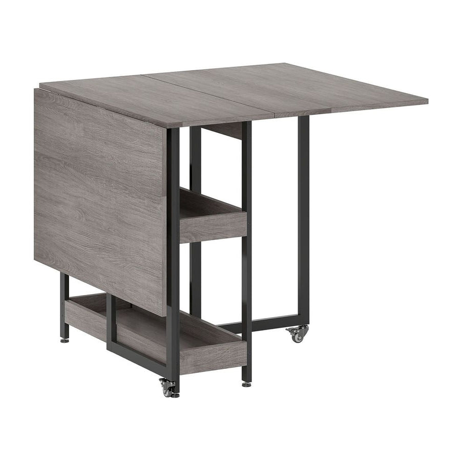 HOMCOM Four-Person Drop Leaf Table - Grey Wood-Effect