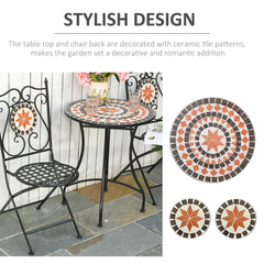 Outsunny Three-Piece Mosaic Bistro Table Set - Multicoloured