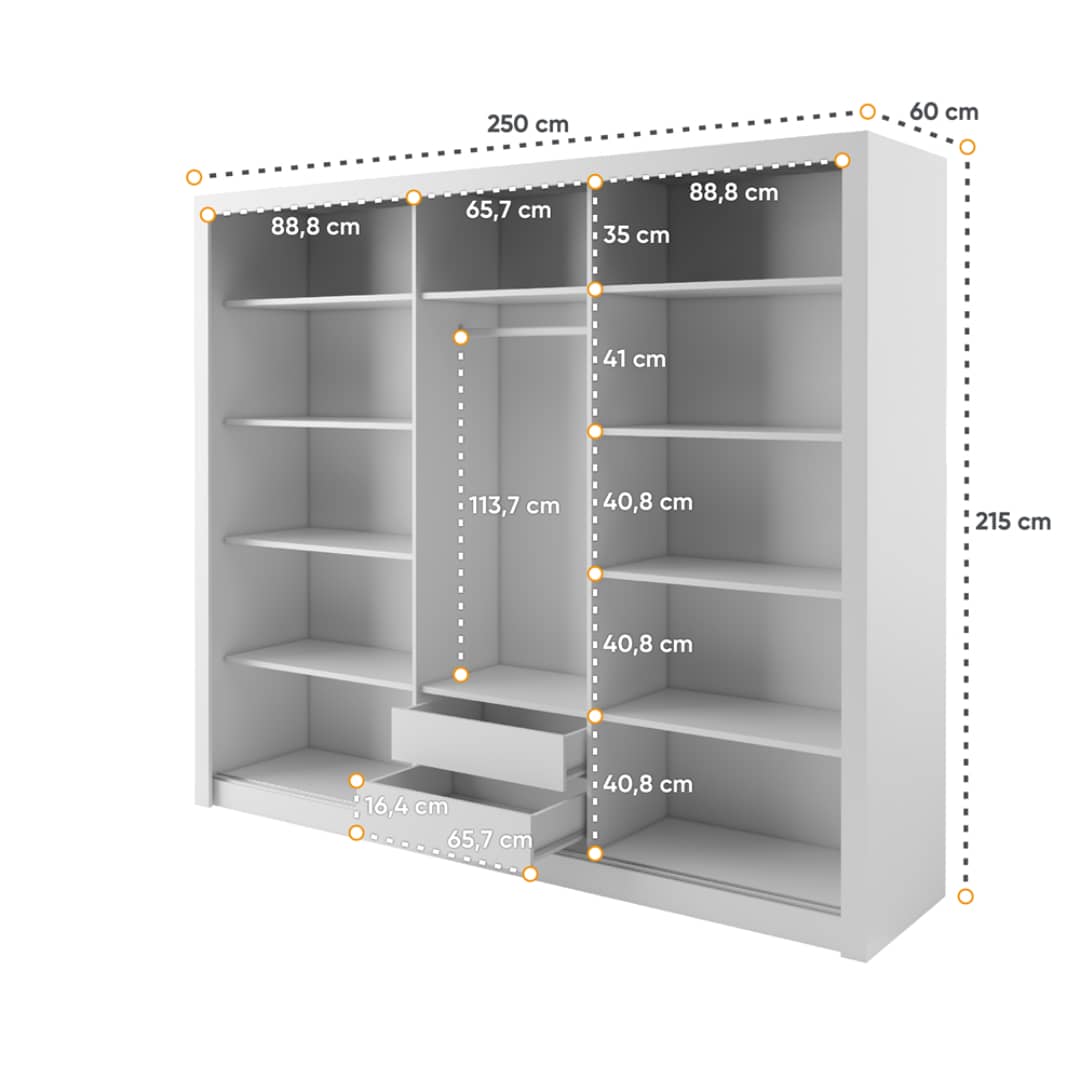 Havana 11 - 3 Sliding Door Wardrobe 250cm